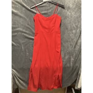 Abercrombie & Fitch Red Sweetheart Midi Dress Sz S Quiet Luxury Wedding Romantic